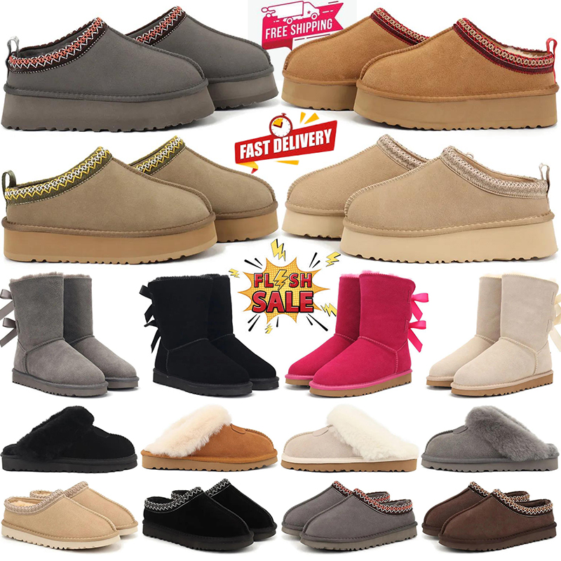 Free shipping designer tasman slippers chestnut women uggstasmans sandal pink brown black snow wool winter warm bowtie snow boots sandals uggsultramini