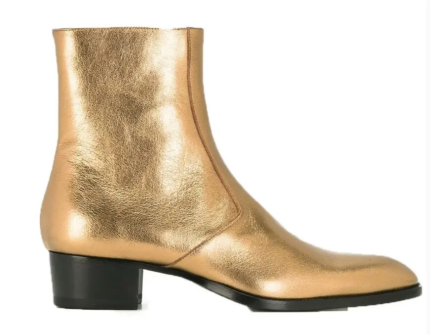 men boots Spring and autumn personality fashion gold and silver Chelsea cowboy boots men fashion boots zip 250715