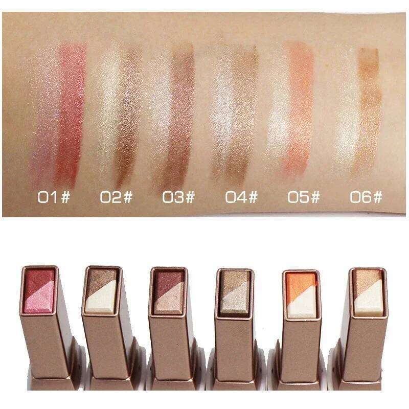 2 in 1 Pearly Glitter Highlighter Eyeshadow Stick Waterproof Long Lasting Shimmer Eye Shadow Eyeliner Lazy Beauty Eyes Make Up X25071