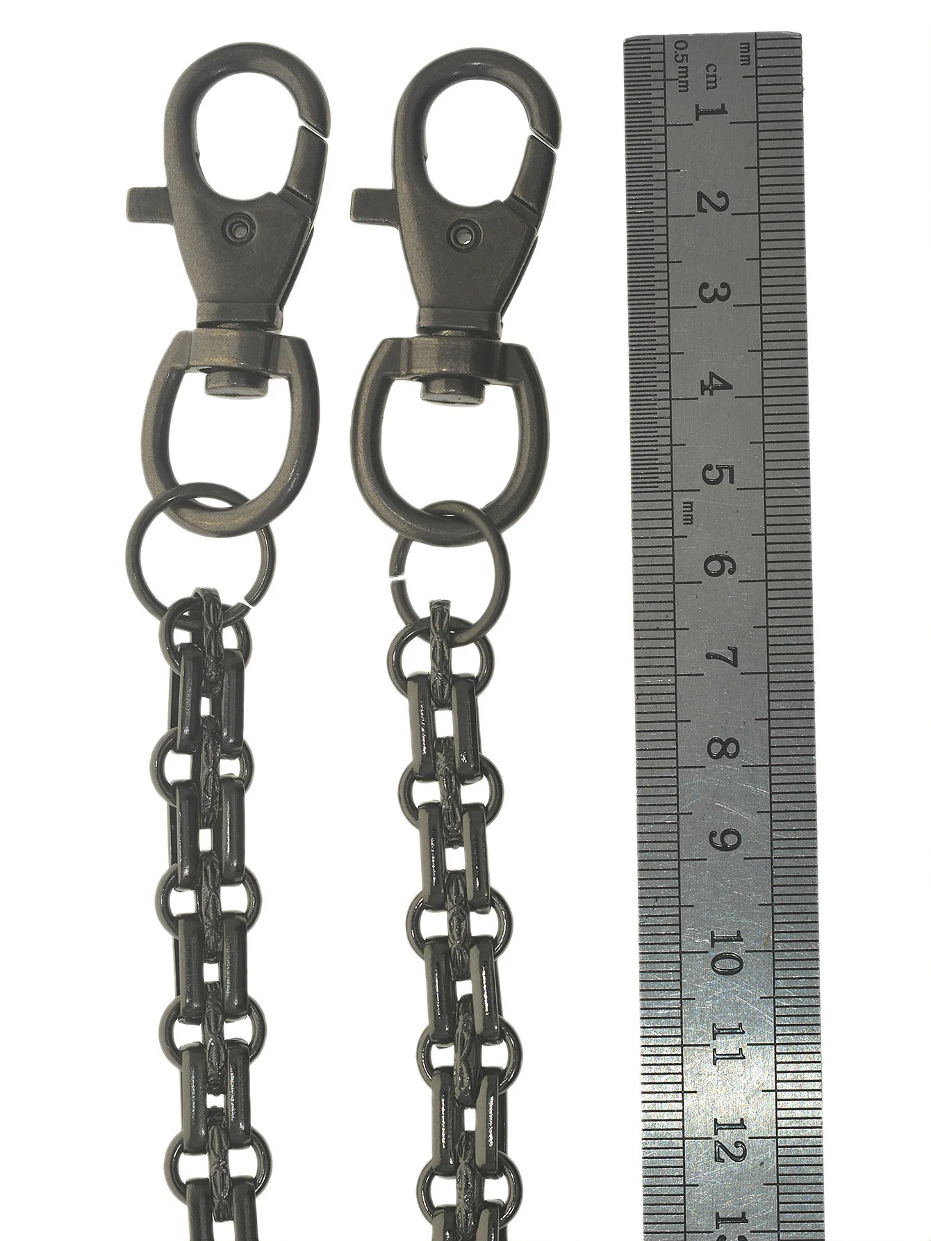 22 inch Hip pop rock Gunmetal black trousers biker jean pants 12mm watch strap chain keychain double swivel lobster claw EDC 250717