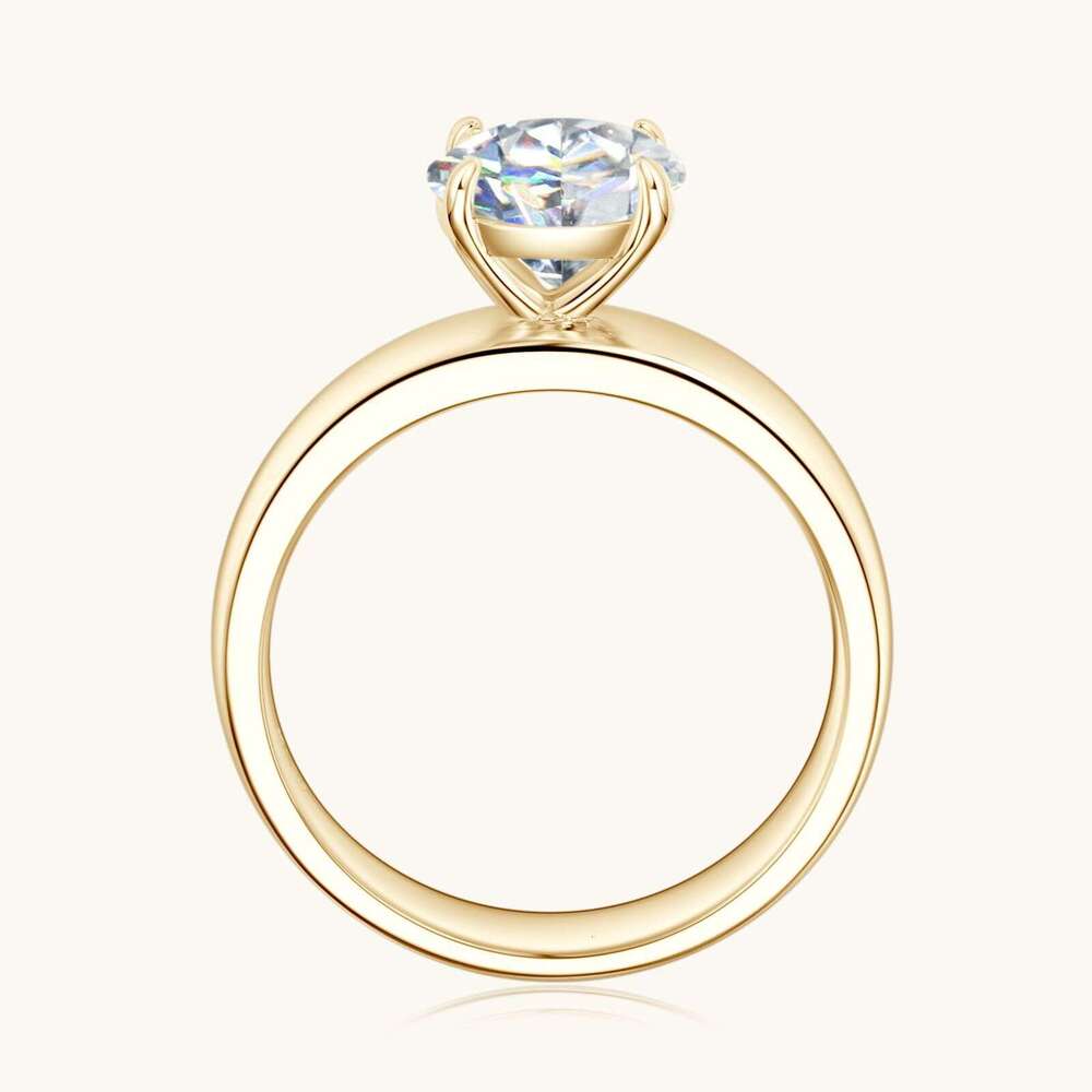 Simple Classic Women's 2 fashion D Color Moissanite Silver Gold Plated Ring 13D