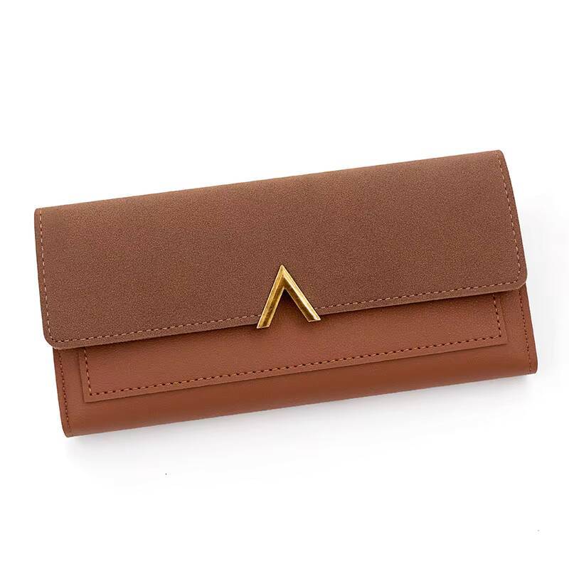 New Korean version womens long V-shaped buckle three fold wallet for women, hand-held bag, change card bag ddmynov