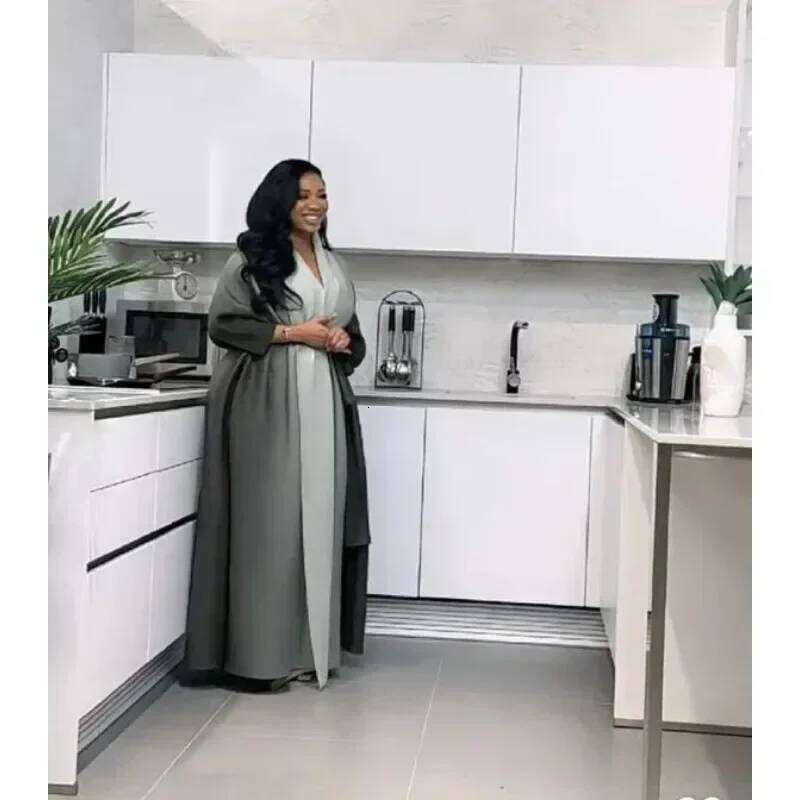 GGHK Pleated Women Plus Size Trench 2024 Autumn New Lapel Bat Sleeve Solid Color Vintage Cardigan Design Female Abaya