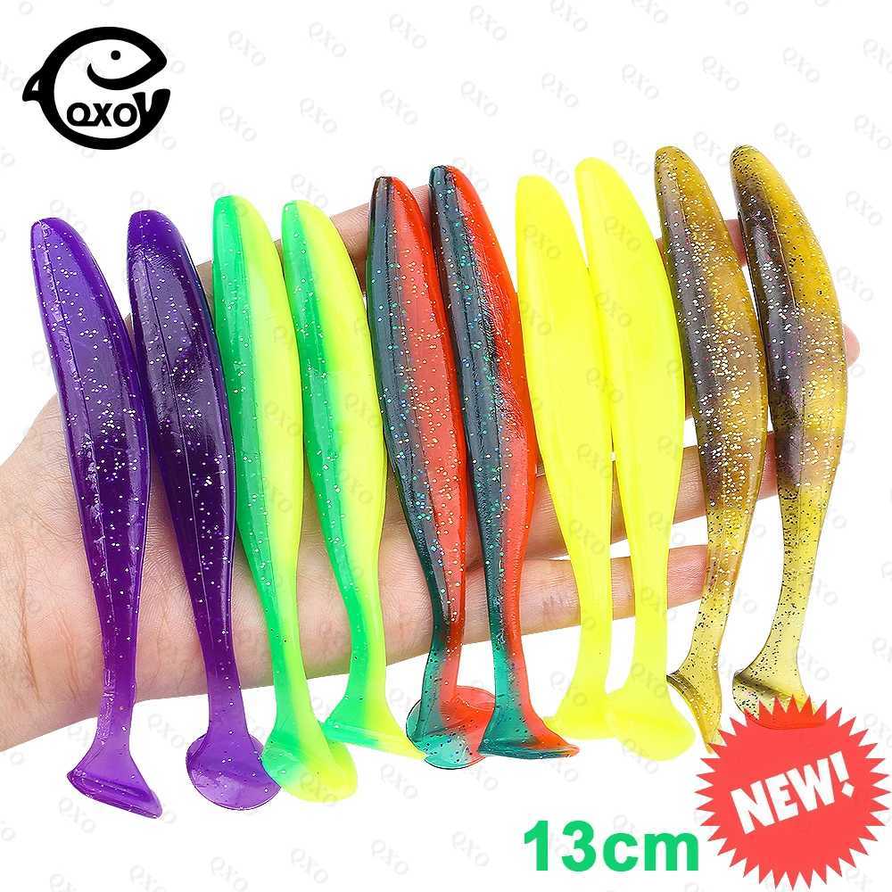QXO 10pcs/Lot 13cm 10cm Soft Worm Lures Silicone Swimbait Bait Sea Fish Pva Wobblers Goods For Fishing Artificial Tackle Z250717