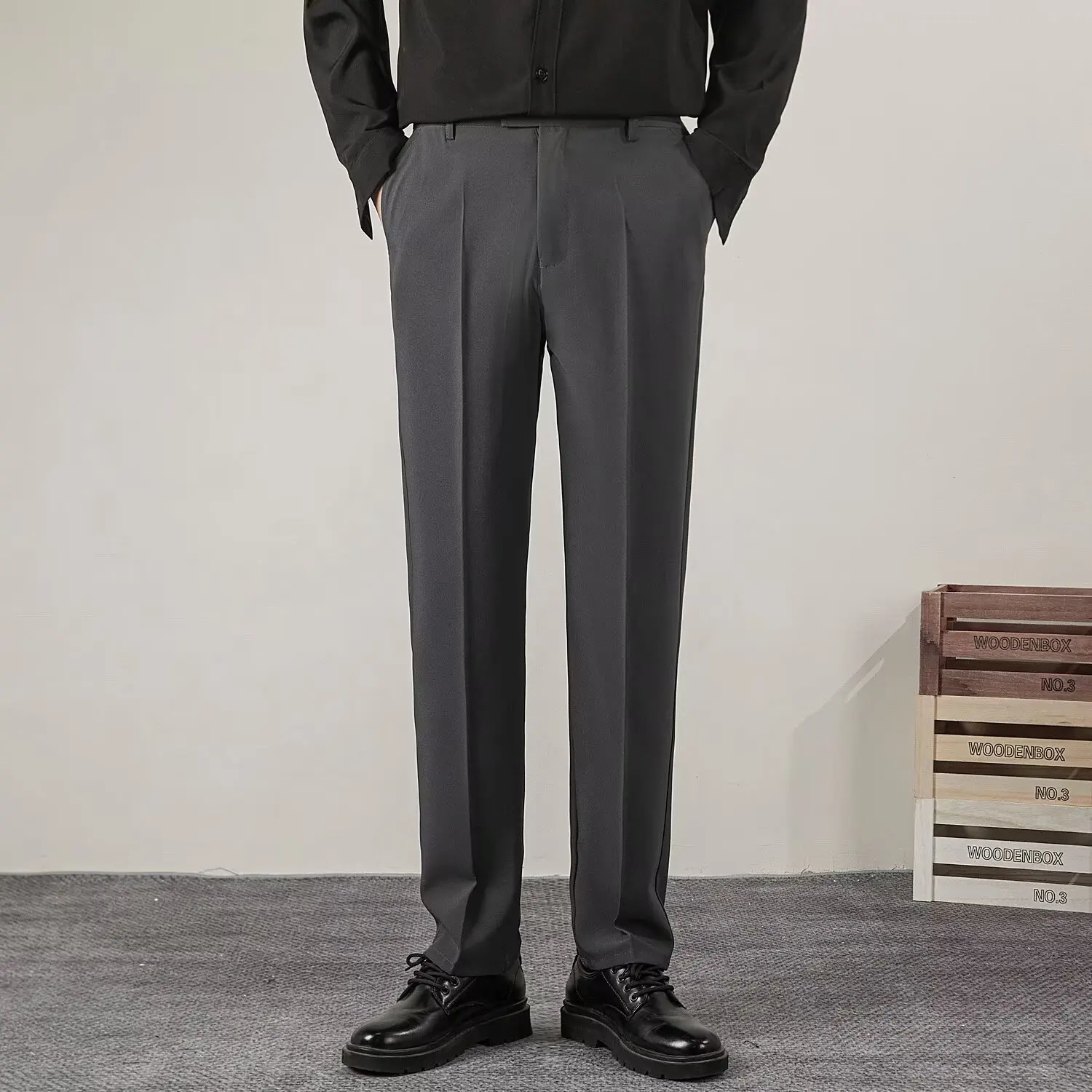 Summer Mens Solid Color Straight Casual Pants Fashion Classic Business Casual Male Clothing Classic Slim Suit Trousers 250715
