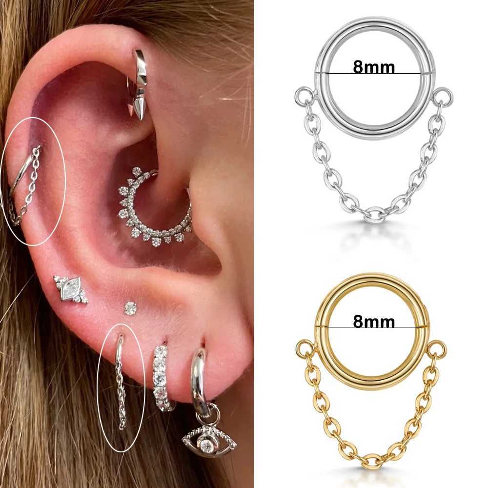 Tragus Piercing Womens Hoop Earrings With Chain Helix Star Butterfly Crown Zircon Ear Rook Daith Sung Body Jewelry Gift CC084 y250715