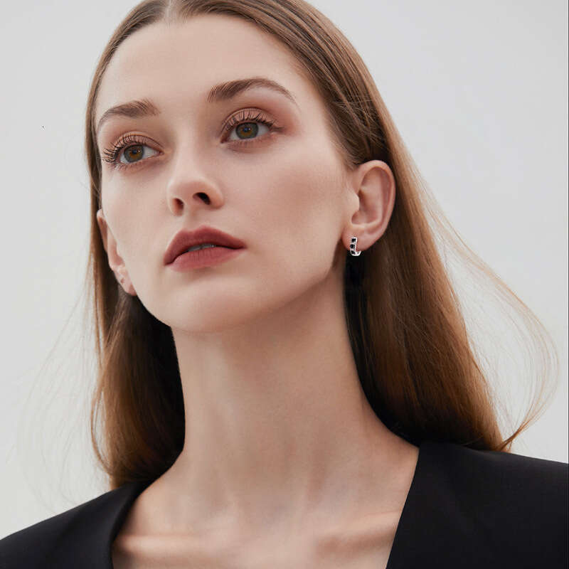 Live Streaming Unisex Hip-Hop Moissanite Personality Simple Sterling Sier Gold-Plated Hoop Earrings 96C