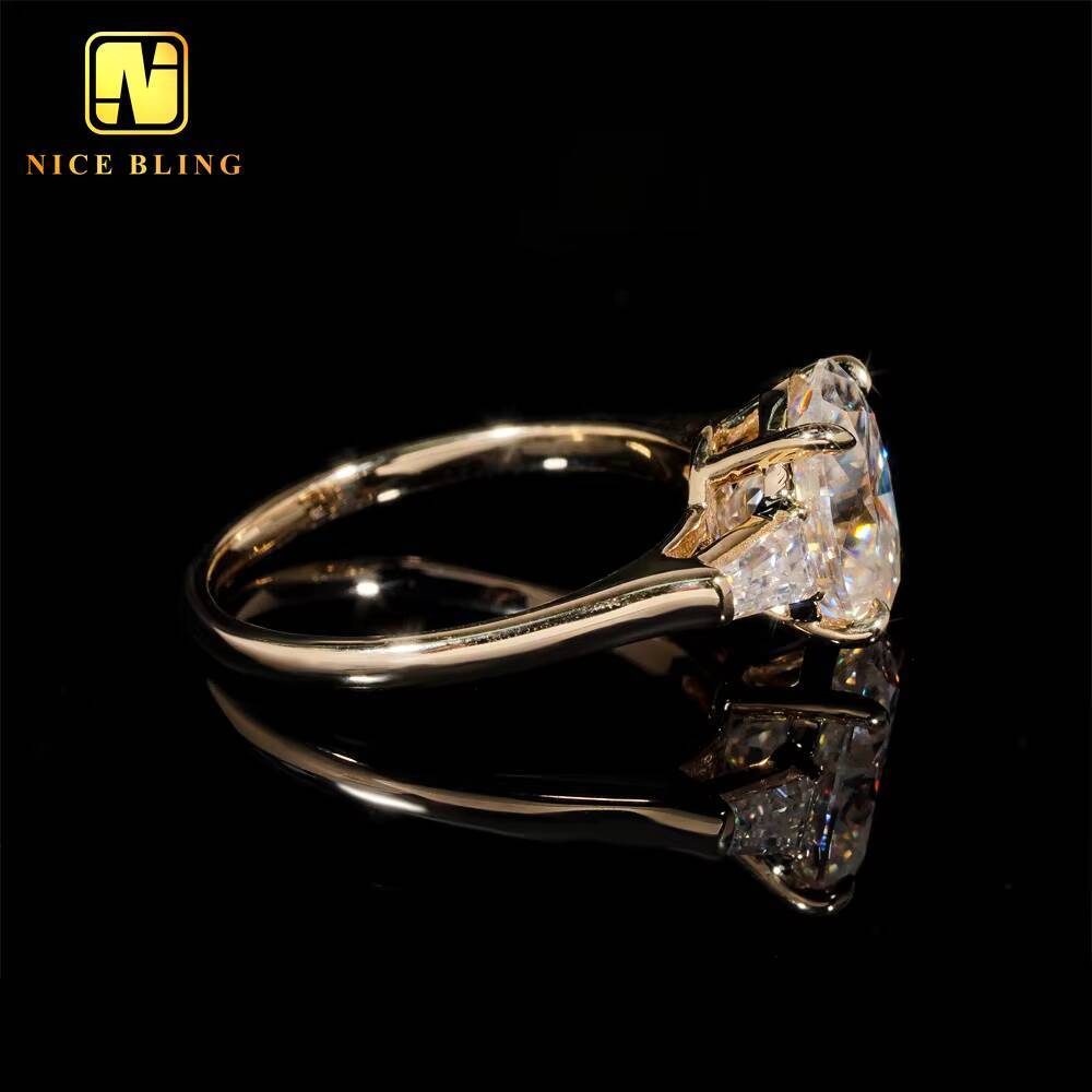 Fine Jewelry 14K Real Gold Diamond Wedding Rings Women Oval Cut Claw Setting VVS Moissanite Engagement Ring for Women