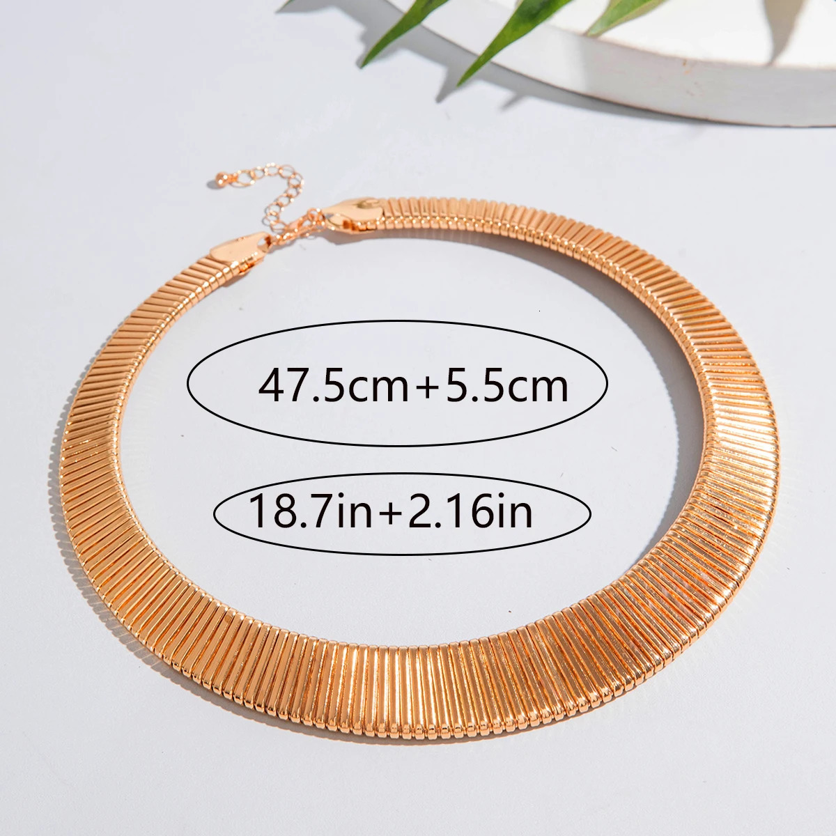 Tocona Vintage Exaggerated Gold Silver Colour Chunky Choker for Women Striped Collar Necklace with Adjustable Chain Jewelry 250717