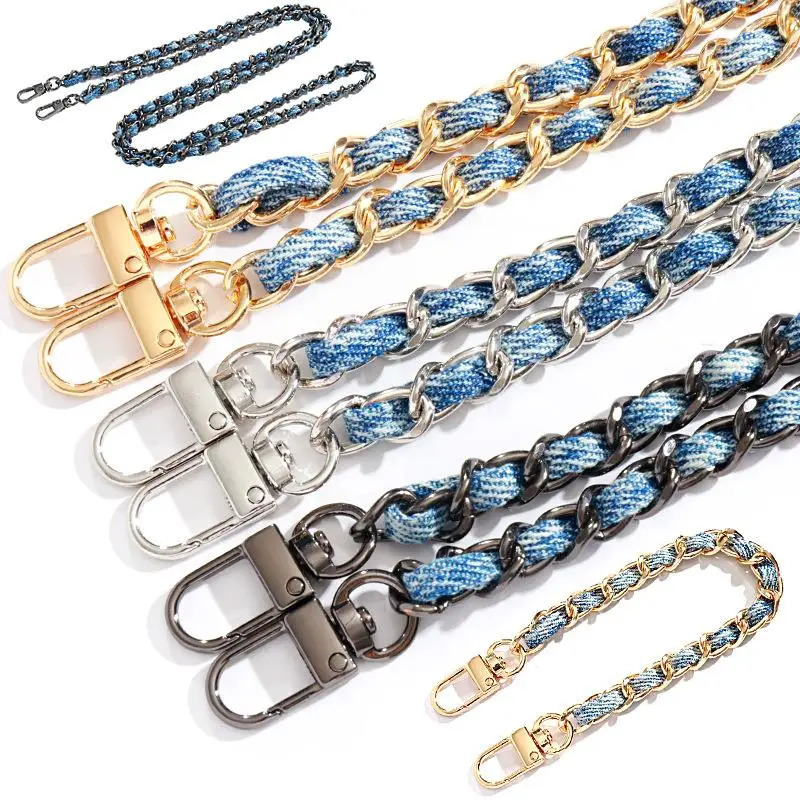 120cm Metal Aluminum Bag Chain Braided Denim Crossbody Bag Replacement Strap Hand-Woven Shoulder Handbag DIY Detachable Straps 250712