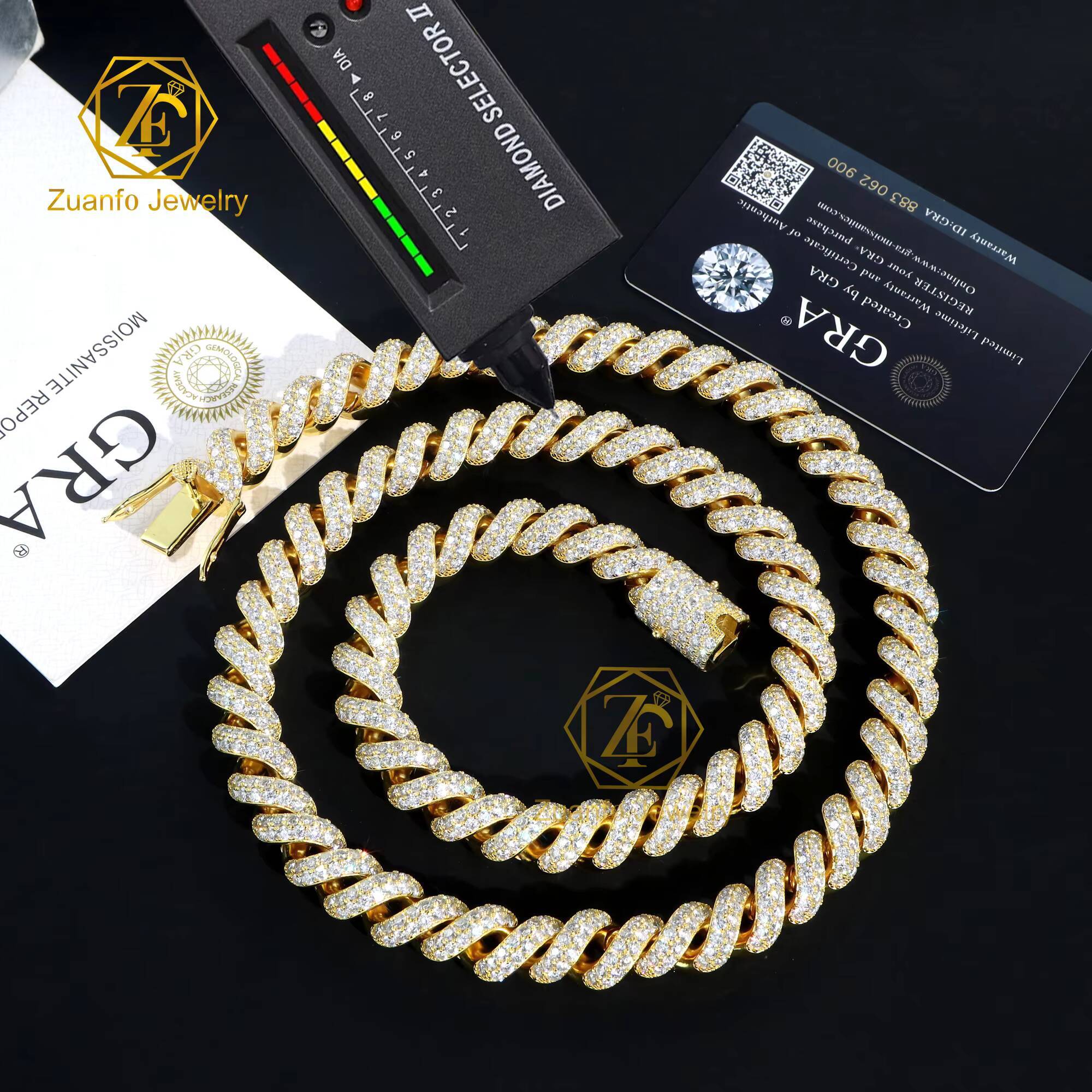 12mm 28inches Necklace 925 Sterling Silver Pass Diamond Tester Moissanite Hip Hop Cuban Link Chain