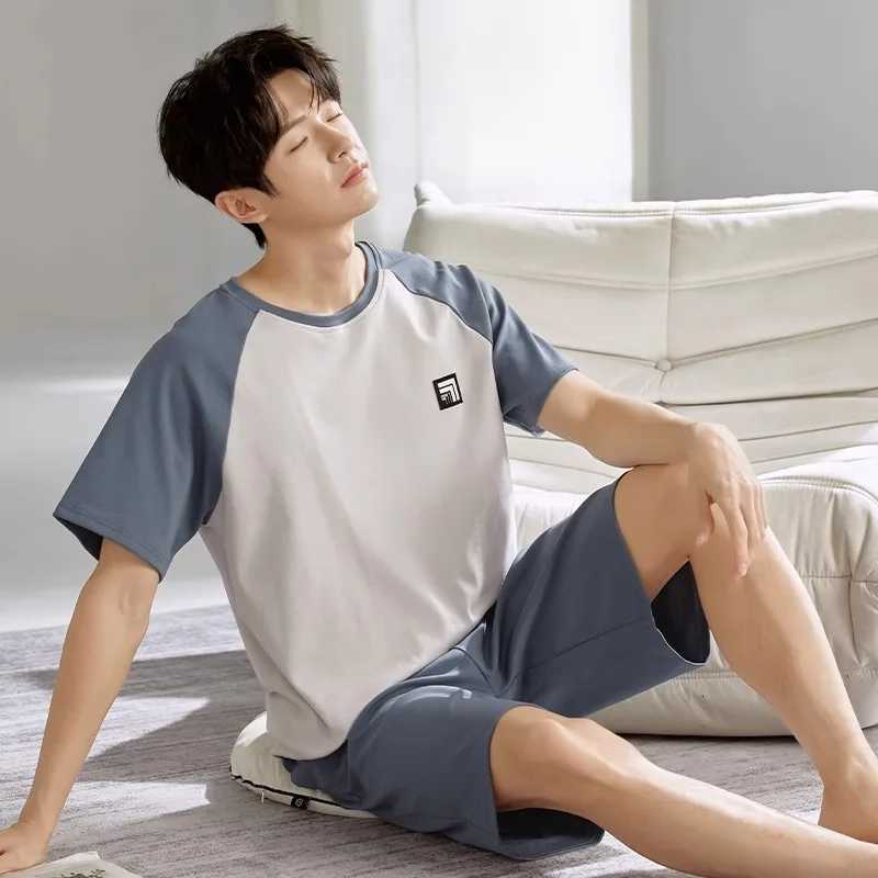 Pajamas Mens Summer Short Sleeve Shorts Sleepwear Cotton Simple Nightwear Youth Casual Striped loungewear set mens pajama set W250717