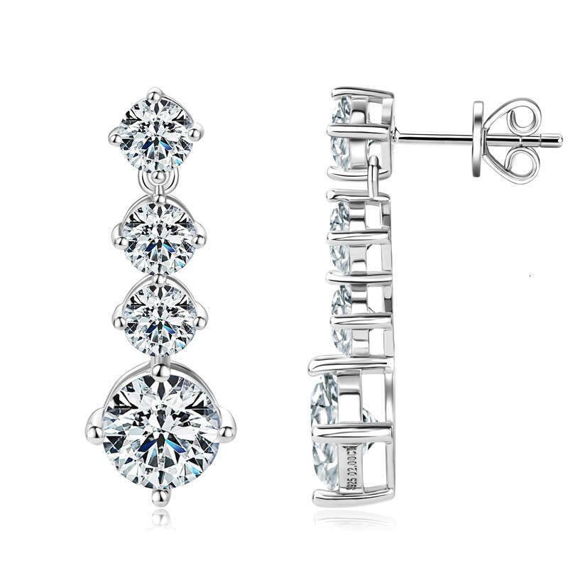 Live Streaming Niche High-End Light Moissanite Pure Sier French Stud Earrings Fcd