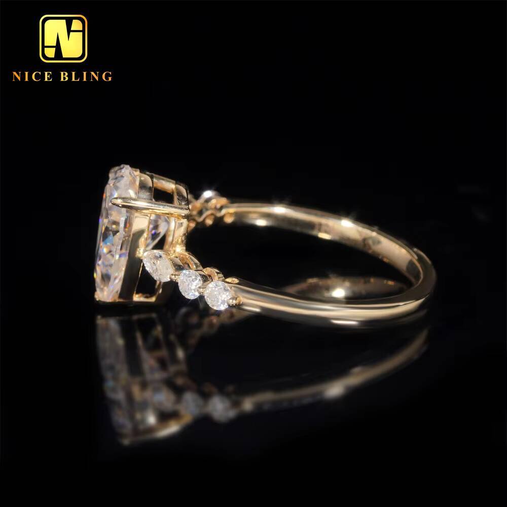 Fine Jewelry 10K Real Gold Diamond Ring Women Pear Cut VVS Moissanite Wedding Engagement Rings for Women