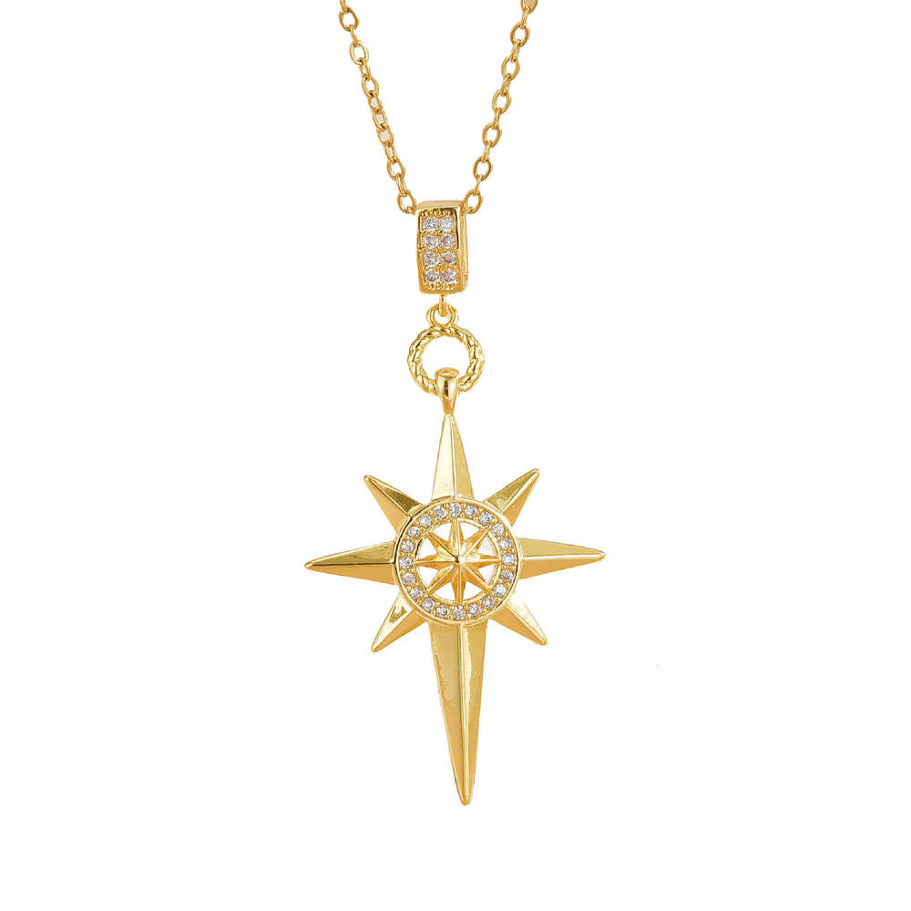 Polaris Titanium Steel Necklace For Women Fashionable High-End Micro-Inlaid Zircon Pendant Niche Design Internet Celebrity Collarbone Chain 5Ff