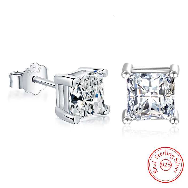 Genuine 925 Sterling Silver High-Quality Fashion Jewelry Square Crystal Stud Earrings For Women New XY0284 y250715