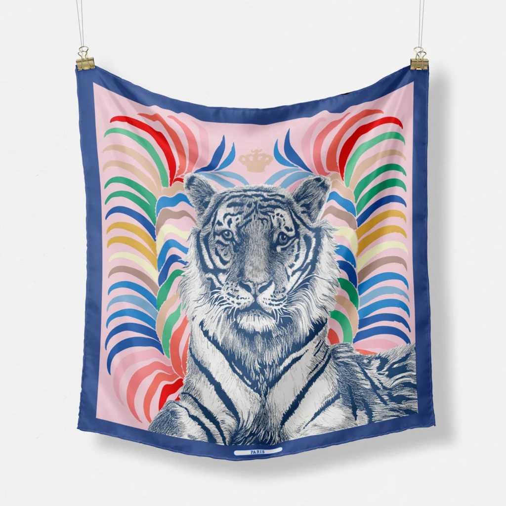 53cm New Design Tiger Silk Scarf 2024 Brand Square Scarf Women Luxury Bandana Headband Hijab Foulard Neckerchief Shawl For Ladies z250717 PLO9