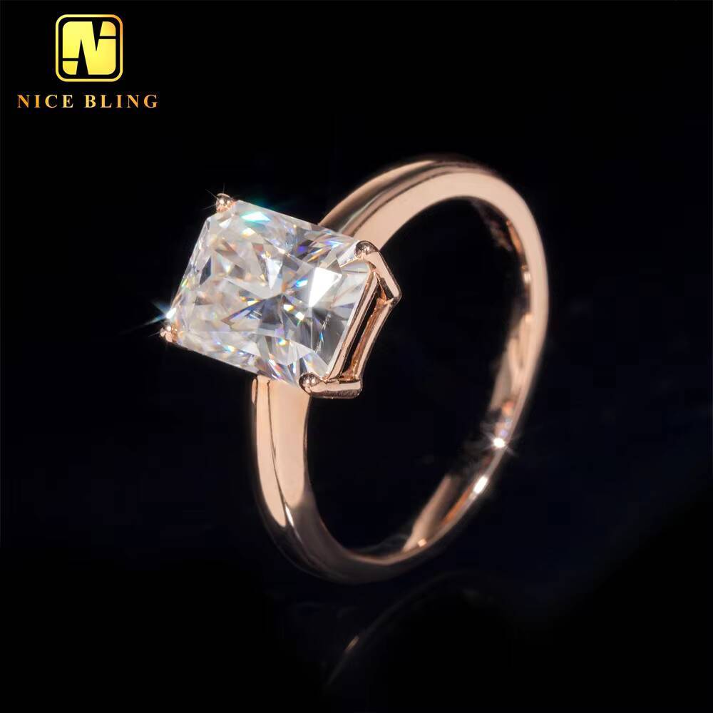 Luxury Radiant Cut Diamond Wedding Rings Women 14K Real Gold VVS Moissanite Engagement Ring for Women