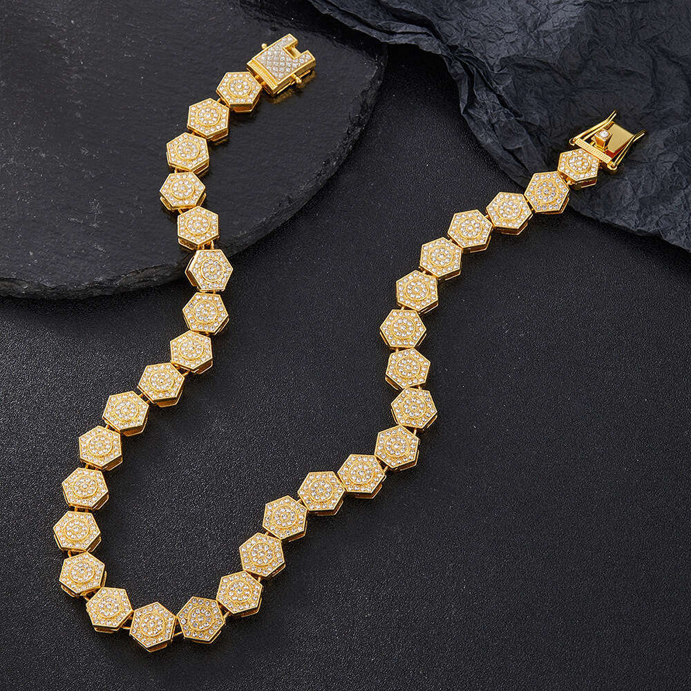 Cubic Sugar Cube Personality Versatile Alloy Full Dia 13mm Cuban Chain Necklace