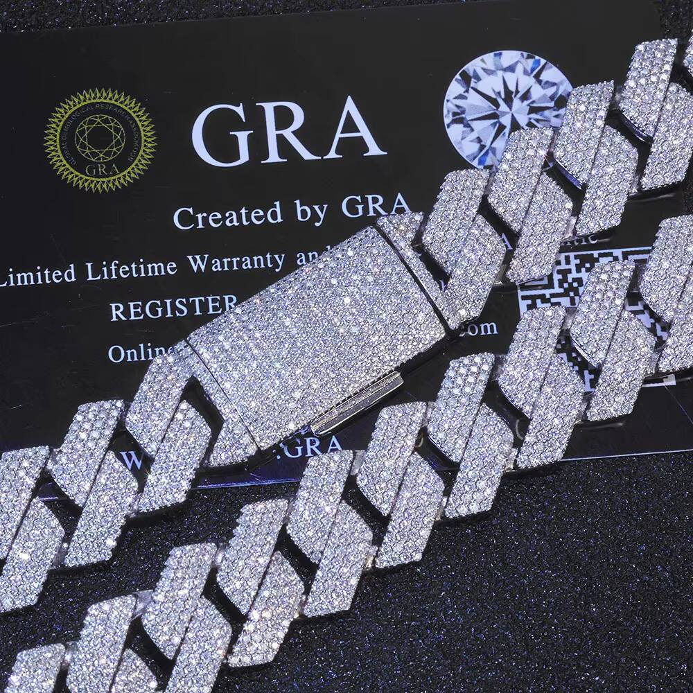 15MM Iced Out Cuban Chain Necklace Men Hip Hop Jewelry Shiny VVS Moissanite Diamond 925 Sterling Silver Cuban Link Chain