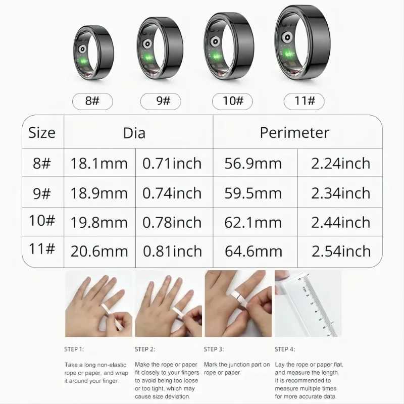 2025 Newest Smart Ring Military Grade Titanium Steel Shell Health Monitoring IP68 3ATM Waterproof Multi-sport Modes W250717