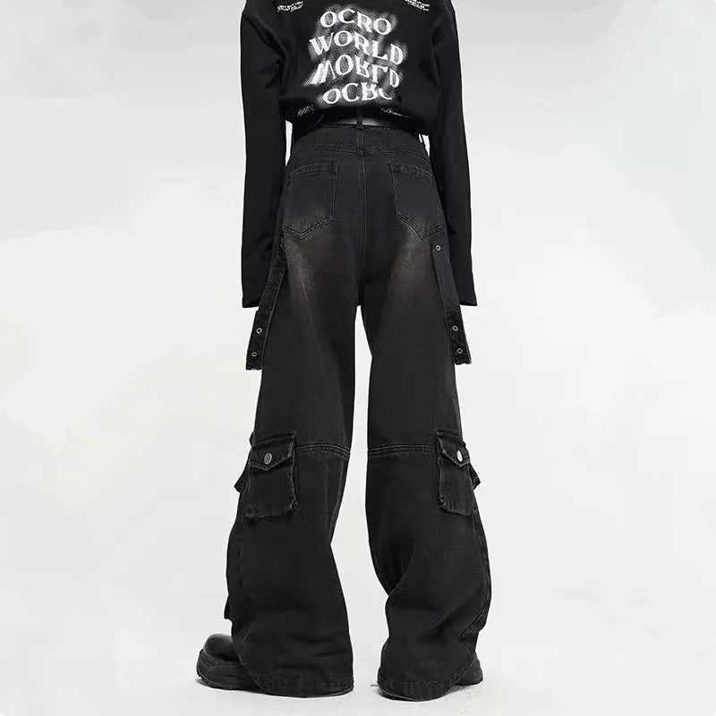 2024 Y2K Streetwear Multiple Pockets Baggy Cargo Jeans Pants For Men Clothing Vintage Loose Women Denim Trousers Mens Pants R250716