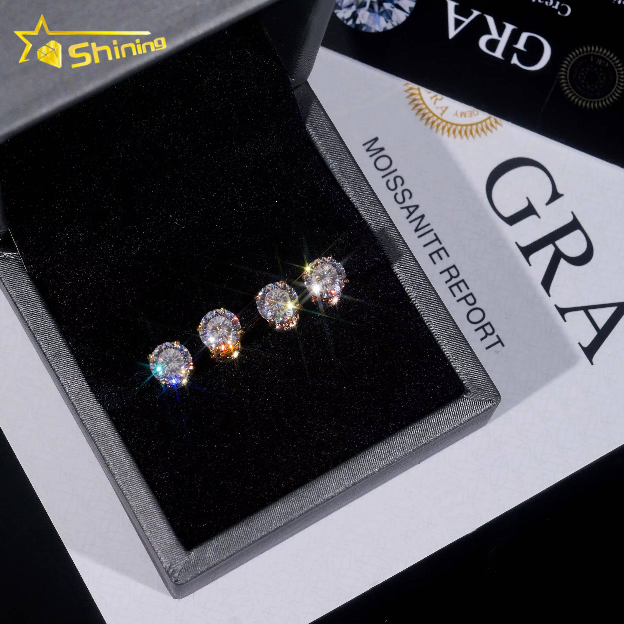 Cheap Price Fine Jewelry Earrings VVS Bird Nest Cut Moissanite Diamond Ear Studs Women 925 Silver Round Diamond Earrings