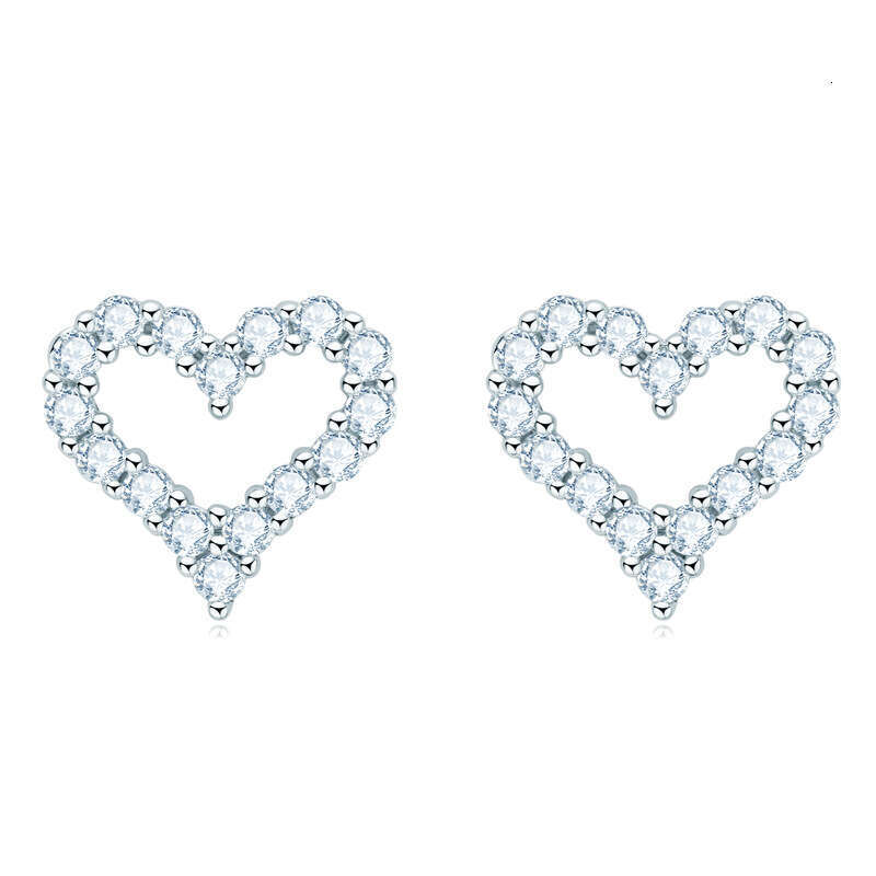 Niche Design High-End Sweet Heart-Shaped S Pure Sier Light Moissanite Heart Earrings Versatile Simple 9A3