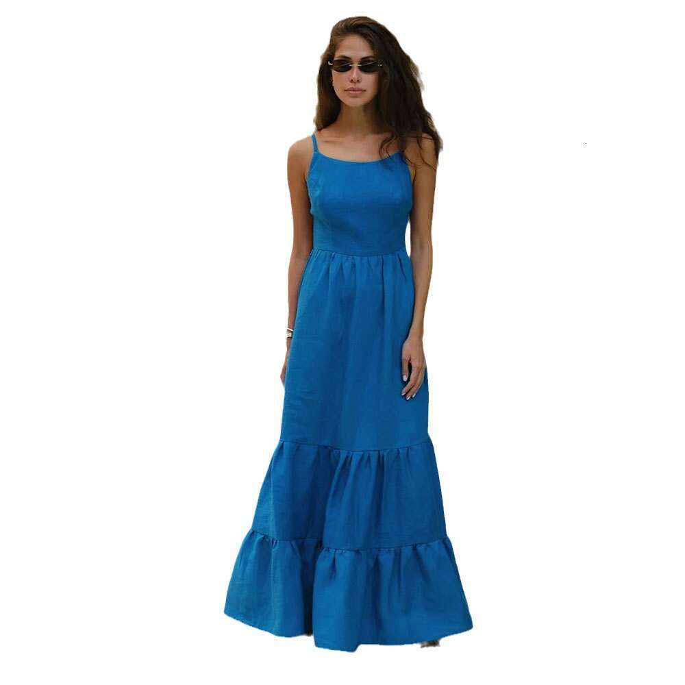 Hot Sexy Backless Tie Long Maxi Cake Spaghetti Strap Dress B5