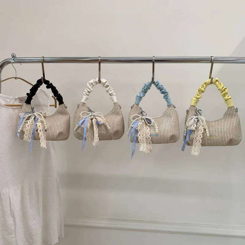 2025 Summer Women's Woven Pleated Handbag Fashion Chain Crossbody Shoulder Casual Versatile Purse Tote Bag For Ladies