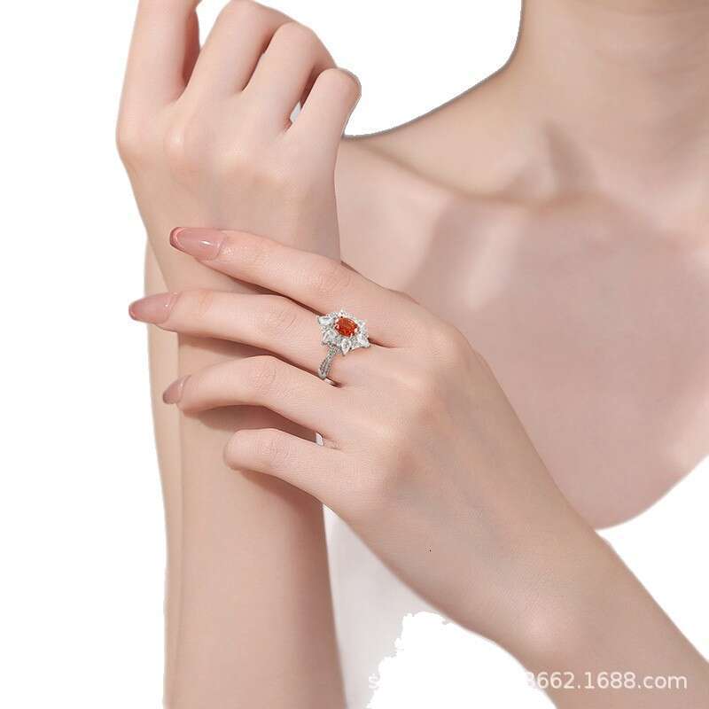 Hot Selling Colorful Ice Flower Cut Pigeon Egg for Women Luxurious Sparkling High Carbon Diamond Ring ef8