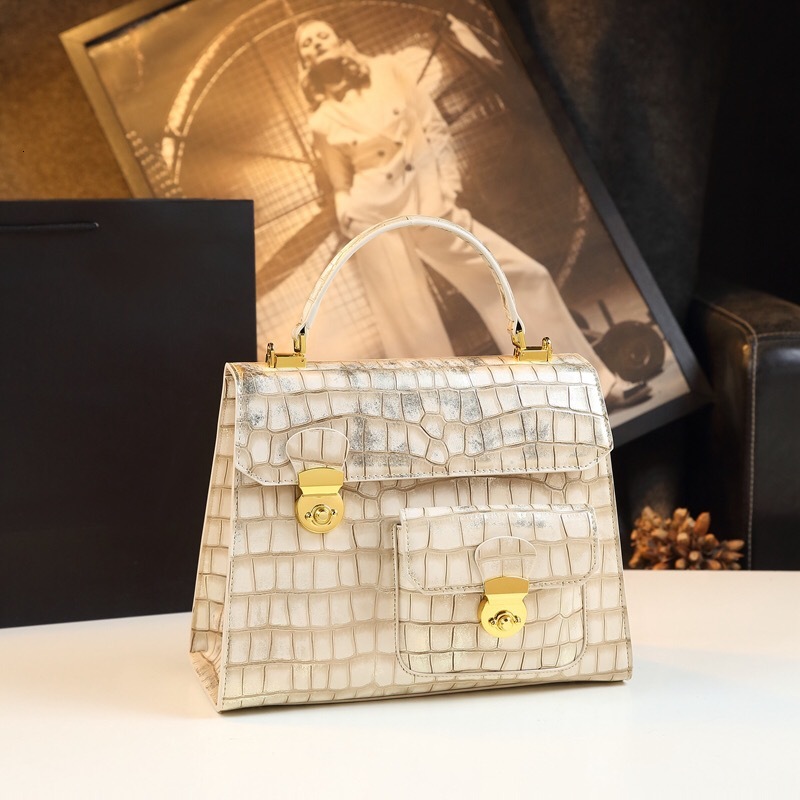 Women's Crocodile Pattern Matte Leather Handbag Free Shipping Designer Luxury New Briefcase Shoulder Crossbody Bag Casual Makeup Bag