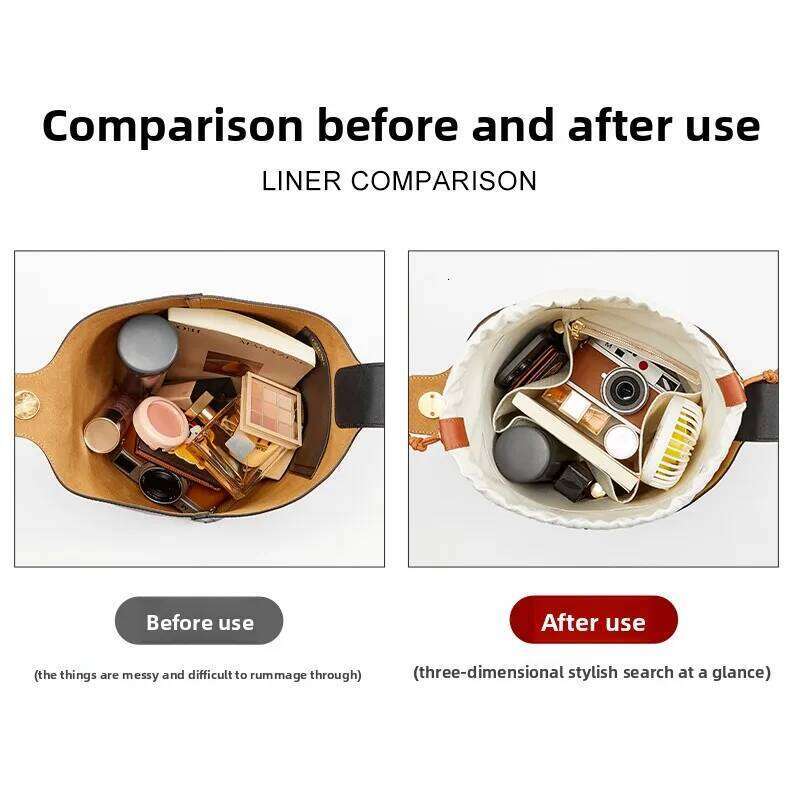 Bag Insert For Pebble Bucket Durable Drawstring Canvas 3D Organizer Bag Accessories