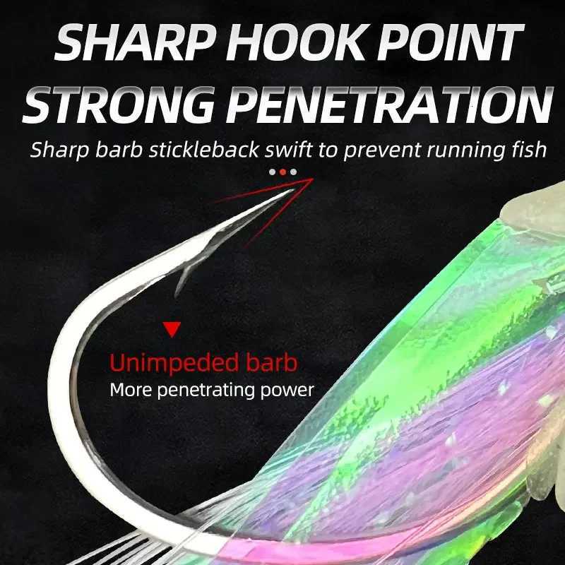 5 Hooks Sabiki Rigs Saltwater Bait Rigs Real Fish Skin String Hook Mackerel Glow in The Dark Flash Sabiki Rigs Z250717