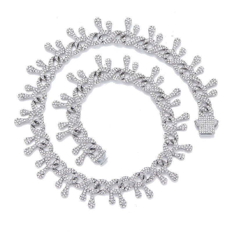 High-end Full Dia Cuban Chain Hip-hop Irregular Alloy Men and Women Trendy Necklace