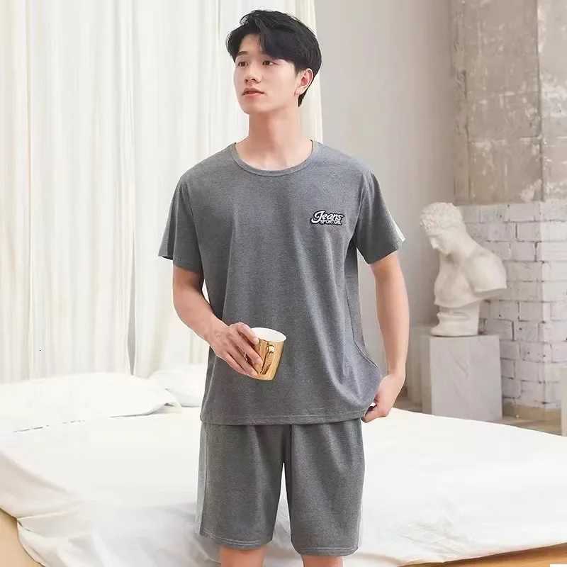 Men Pajama Set Cotton Short Sleeve Shorts Casual Striped Nightwear Loungewear Two-Piece Set Plus Size Summer Men Sleepwear W250717