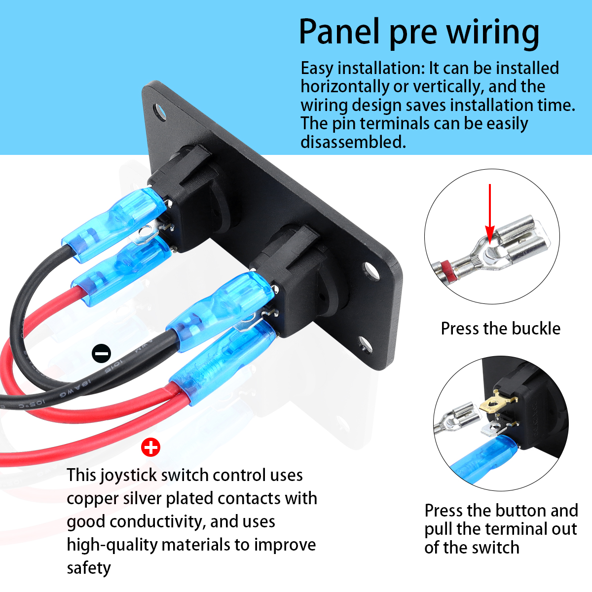 Aluminum Circular Joystick Switch Panel - 3-Pin Toggle Green LED, 12V/20A, Fits Cars & Trucks
