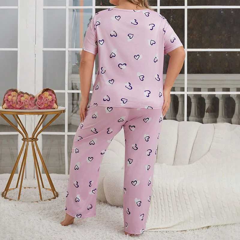 2024 Womens Pajamas With Enlarged Spring And Summer Two-piece Set Milk Silk Pajamas Short Sleeved Pants Pajamas Casual Wear W250717