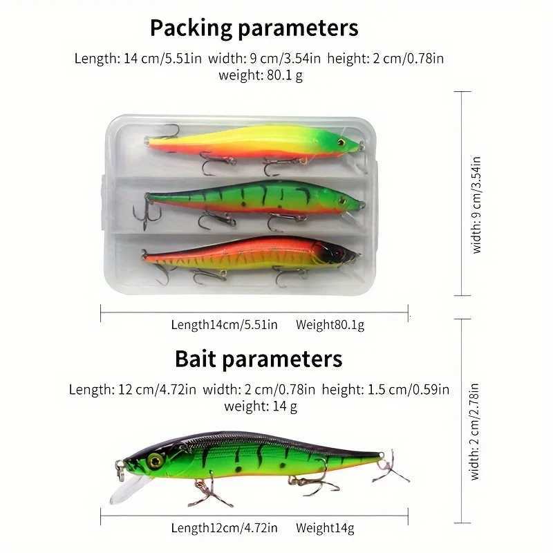 3PCS/box Japan Slow Sinking Minnow 12cm 14g Jerkbait Bass Pike Carkbait WobbLErs Swimbait PROfESSional Bait Z250717