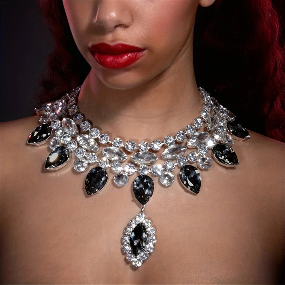 Sparkling Crystal Fashion Multi layered Pendant Womens Necklace Colorful Gemstone Necklace Bridal Wedding Accessories 250716