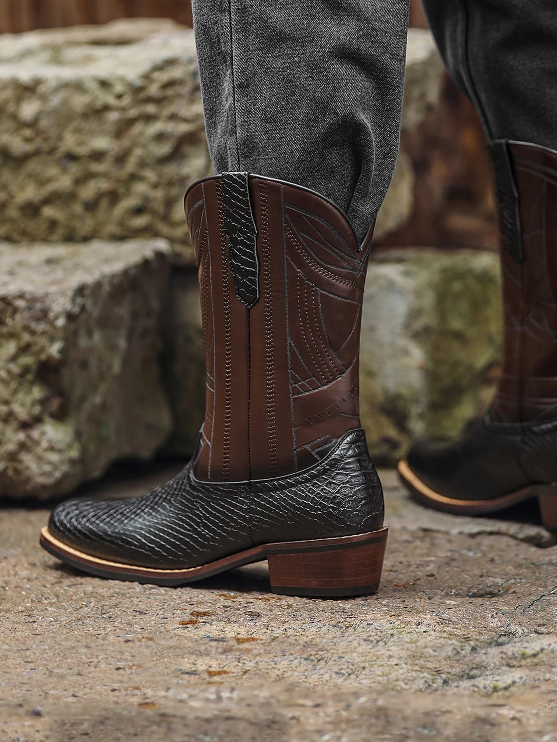 Cowboy Boots For Men Western Boot Mens Cowboy Boots With Square Toe Cowboy Pull-on Boots 250715