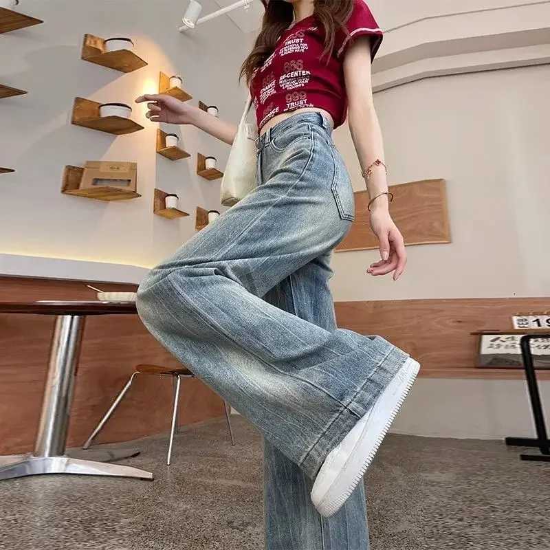 Wide Leg Denim Pants for Women Straight Woman Jeans Unique Luxury Designer Grunge Y2k Original Baggy 2000s Vibrant 90s Trousers R250716