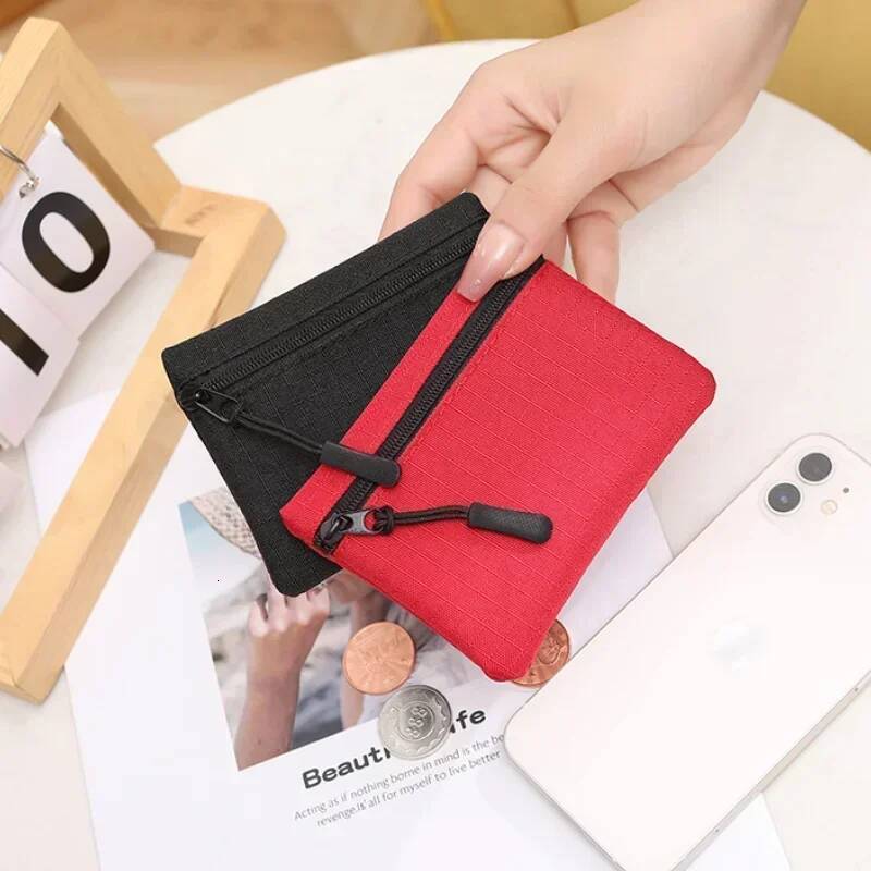 Canvas Simple Zipper Kid Storage Pouch Money Pocket Solid Color Coin Key Bag Women Men Cute Wallet Mini Purse