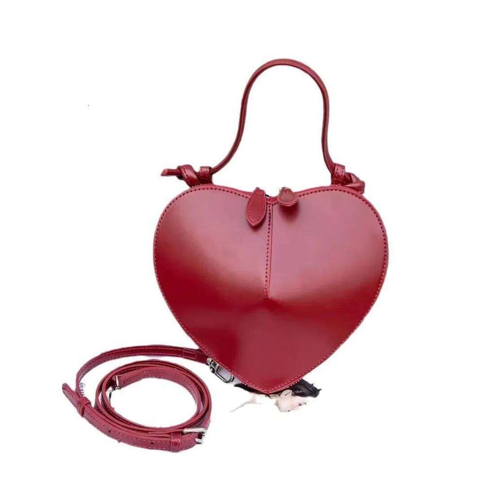 New 2024 Spring Summer Women's Heart Shaped Leather Motorcycle Peach Blossom Single Shoulder Crossbody Bag From China