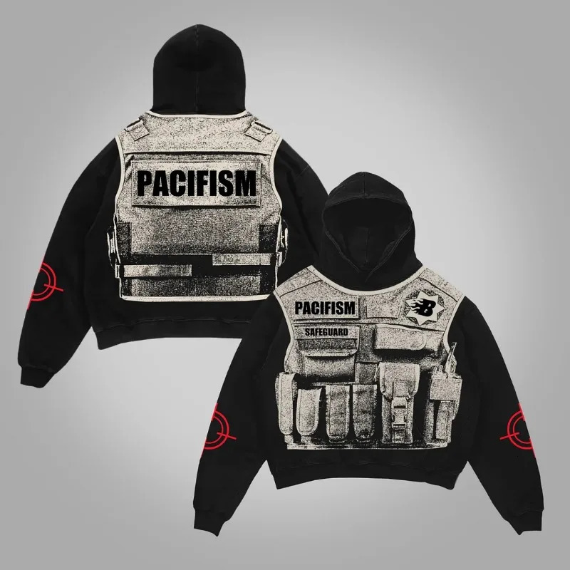 Hip-hop trend geometric letter graphics printed long-sleeved hoodies for men Y2K niche rock and roll Gothic aesthetic sweatshirt 250707