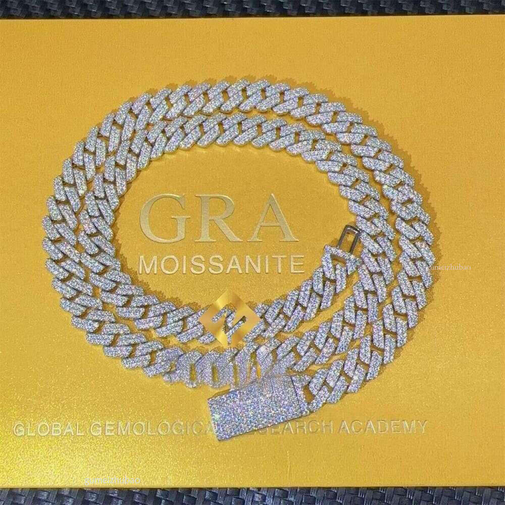 Top jewelry bracelet8mm Two Rows Pass Tester Iced Out Hip Hop VVVS1 Silicon Stone Cuban Chain NecklaceHip hop jewelry bracelet necklace