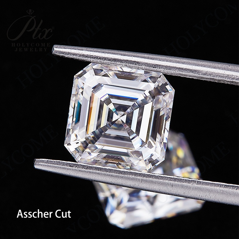 Holycome Wholesale Loose D Color Moissanite Diamond Asscher Cut 0.5CT to 10CT VVS GRA Certificates Lab Synthetic Diamond for DIY Jewelry Making