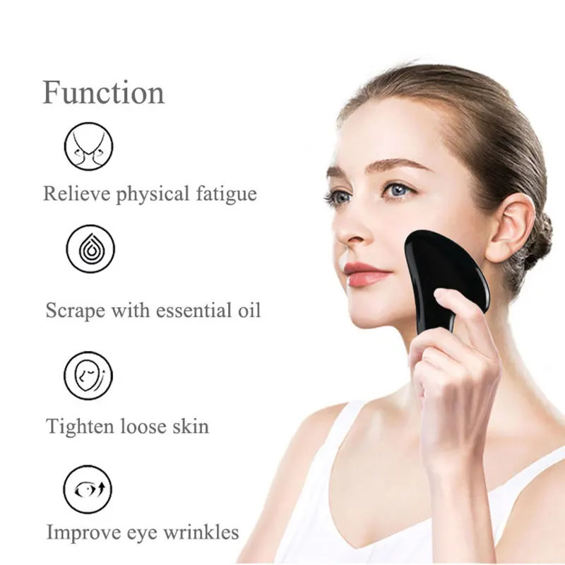 Natural Stone Guasha Massage Gouache Scraper For Face Jade Roller Massager Set Black Obsidian Gua Sha Board Facial SkinCare Tool 250716