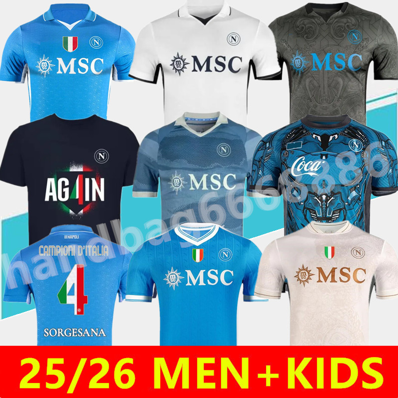 2025 2026 DE BRUYNE Napoli Soccer Jerseys men kids kits KVARATSKHELIA DI LORENZ0 McTOMINAY 24 25 26 Naples Training Football shirts Special jersey