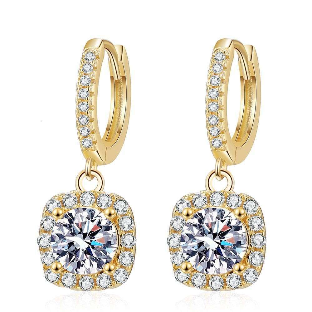 Sier Moissanite Stud Jewelry 14k Classic Square Bag Earrings Women's Fine Craftsmanship e3c